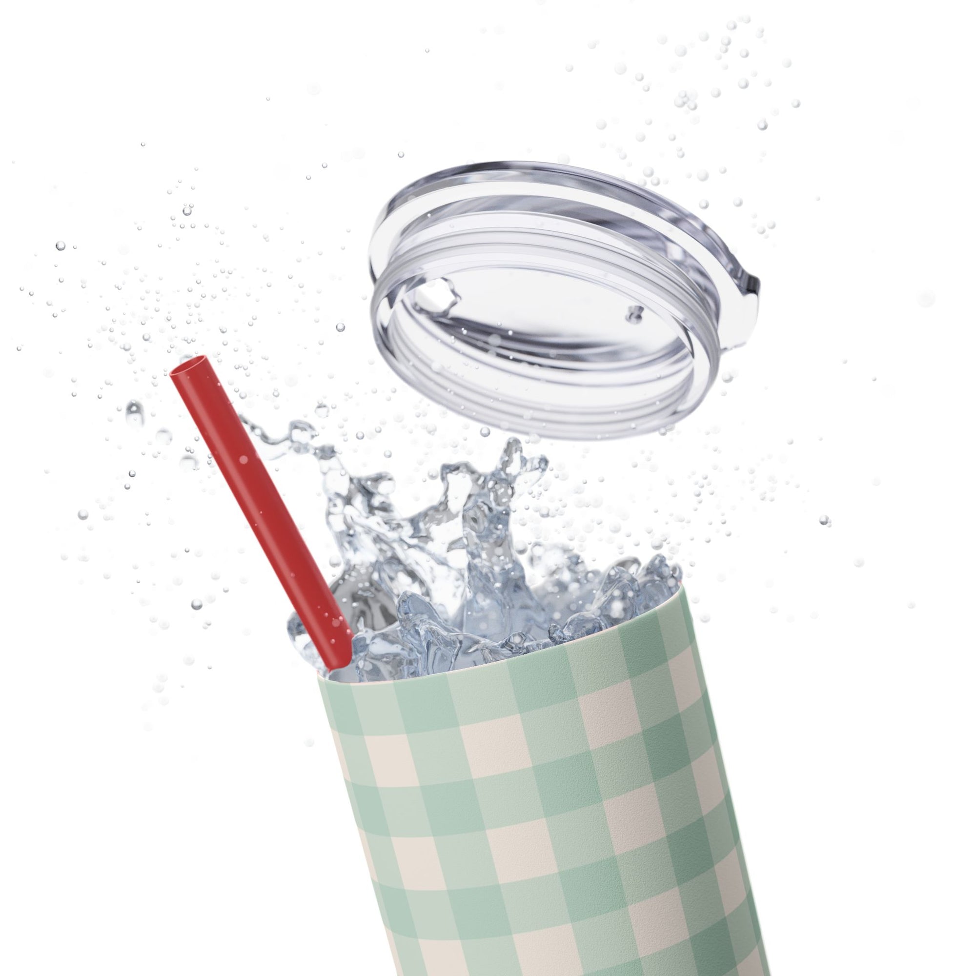 Mint Gingham Tumbler, 20oz