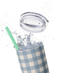 Dusty Blue Gingham Skinny Tumbler, 20oz