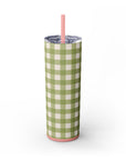 Olive Gingham Skinny Tumbler, 20oz