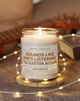 Justin, Music Lover's Natural Soy Wax, Candle, 9 oz