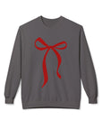 Big Red Bow Coquette Fleece Crewneck Sweatshirt