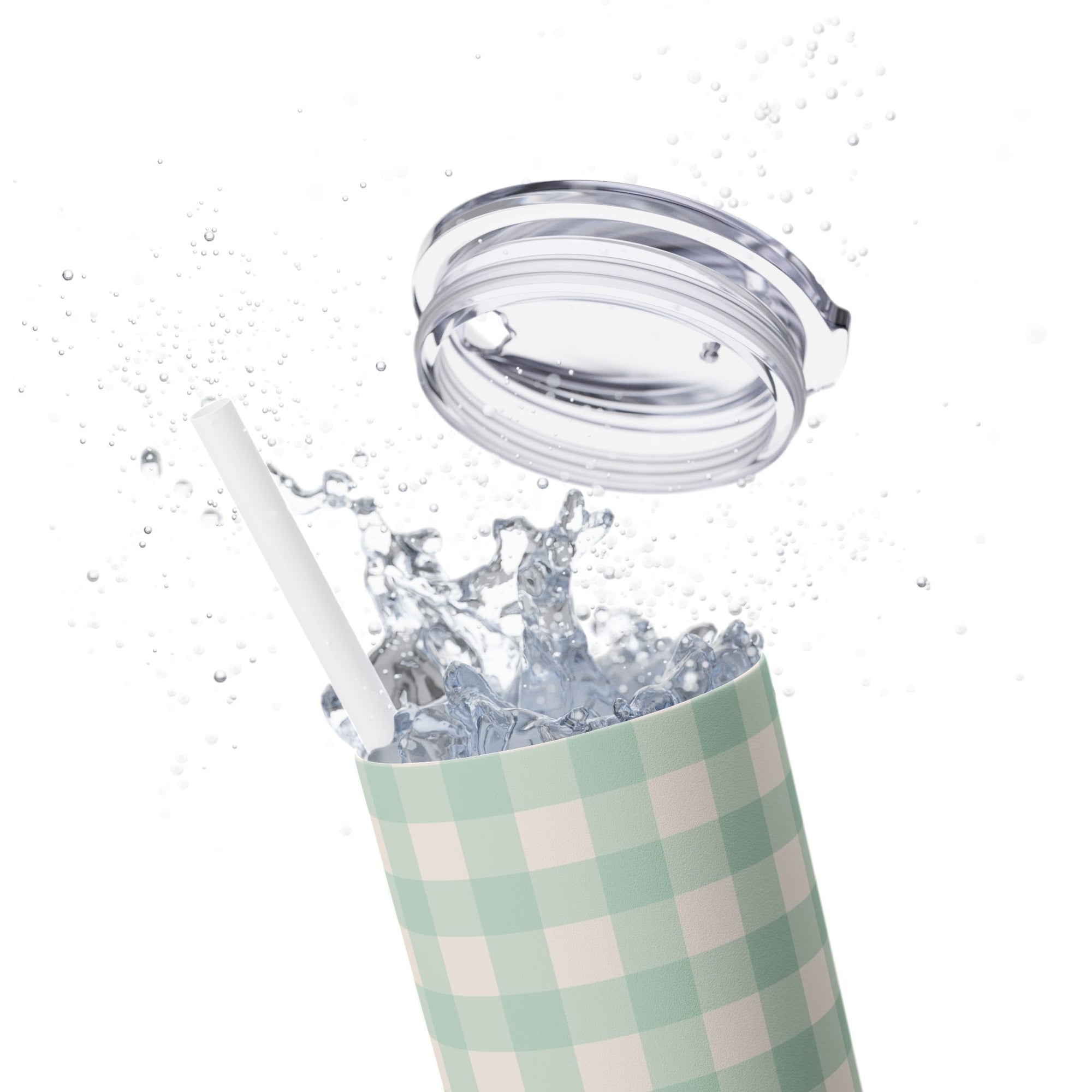 Mint Gingham Tumbler, 20oz