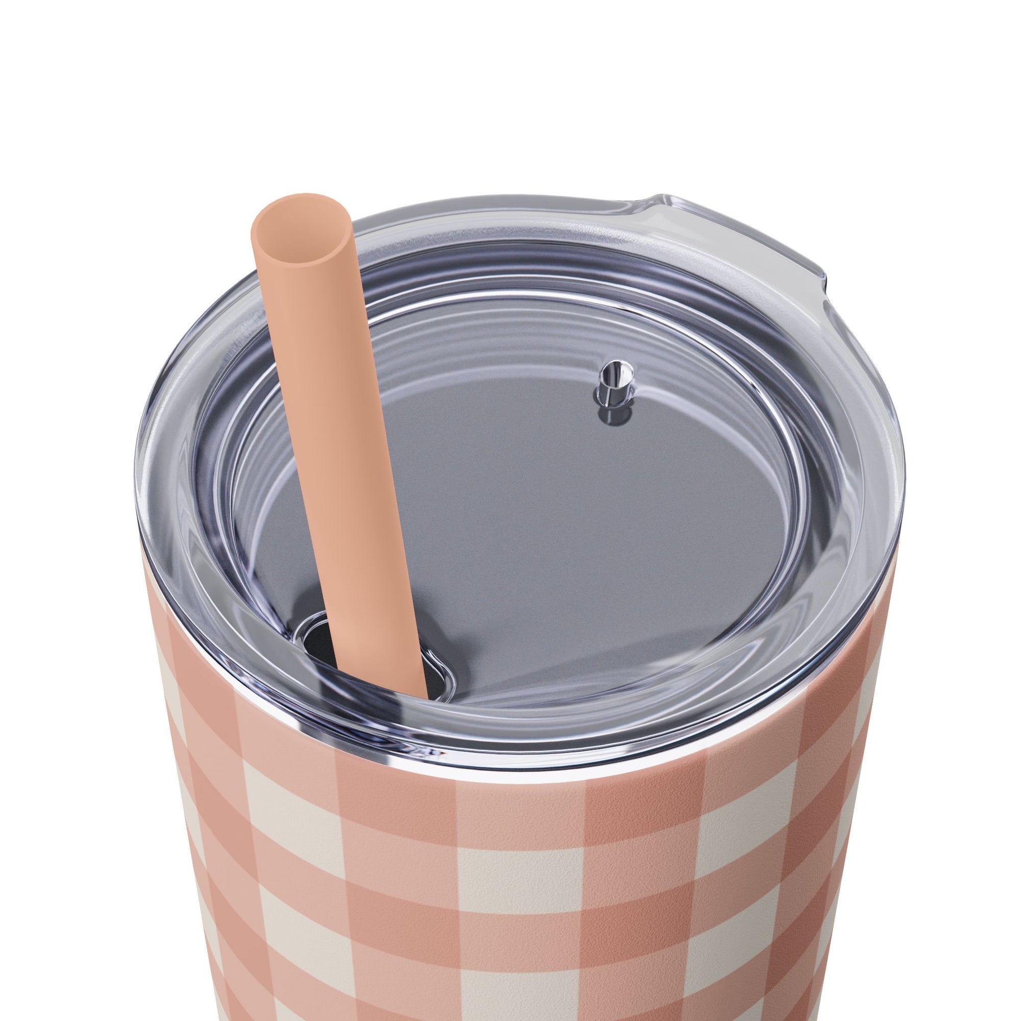 Dusty Pink Gingham Tumbler, 20oz