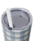 Dusty Blue Gingham Skinny Tumbler, 20oz