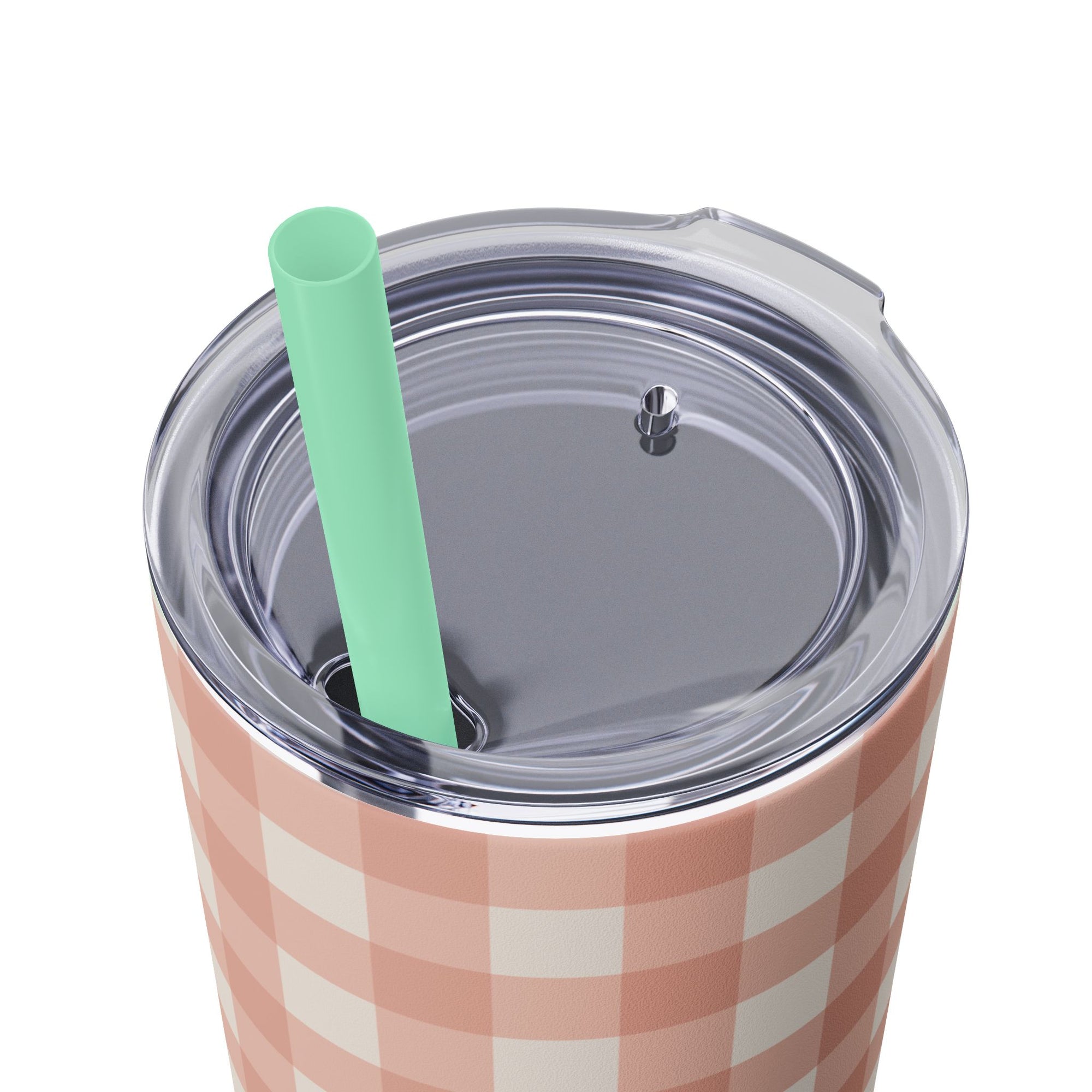 Dusty Pink Gingham Tumbler, 20oz