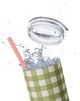 Olive Gingham Skinny Tumbler, 20oz