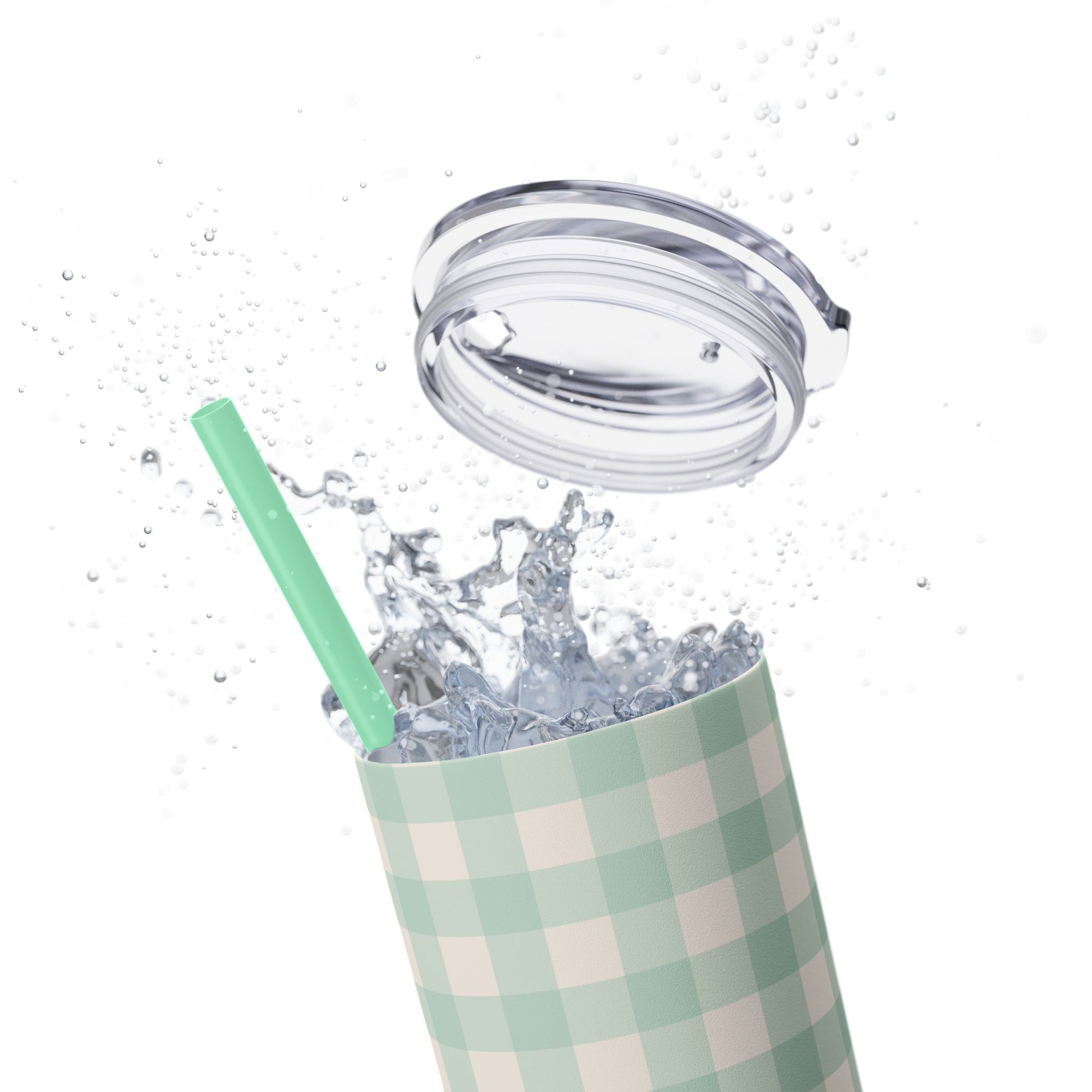 Mint Gingham Tumbler, 20oz