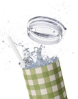 Olive Gingham Skinny Tumbler, 20oz