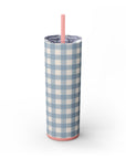 Dusty Blue Gingham Skinny Tumbler, 20oz