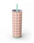 Dusty Pink Gingham Tumbler, 20oz