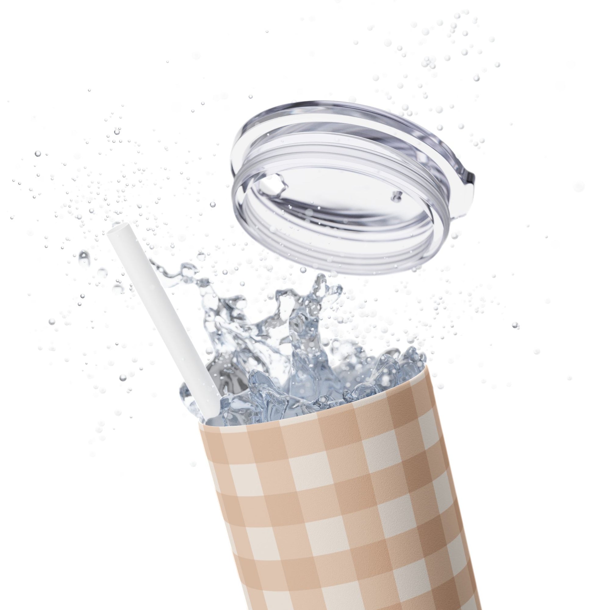 Peachy Gingham Skinny Tumbler, 20oz