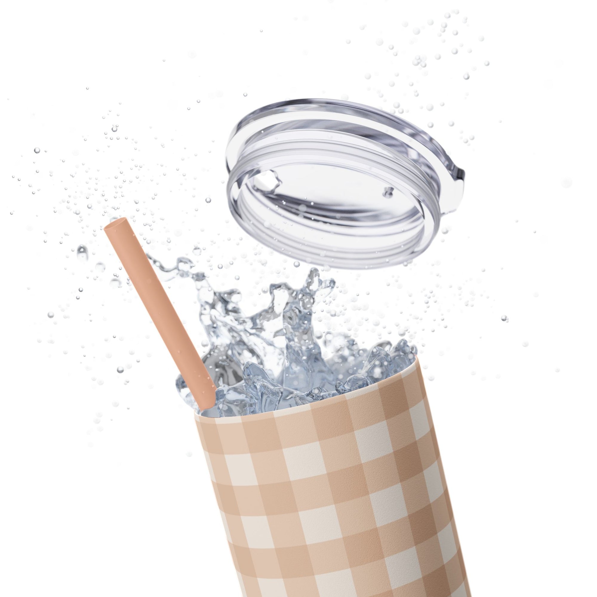 Peachy Gingham Skinny Tumbler, 20oz