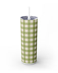 Olive Gingham Skinny Tumbler, 20oz