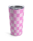 Pink Checkered Travel Mug Tumbler 20oz