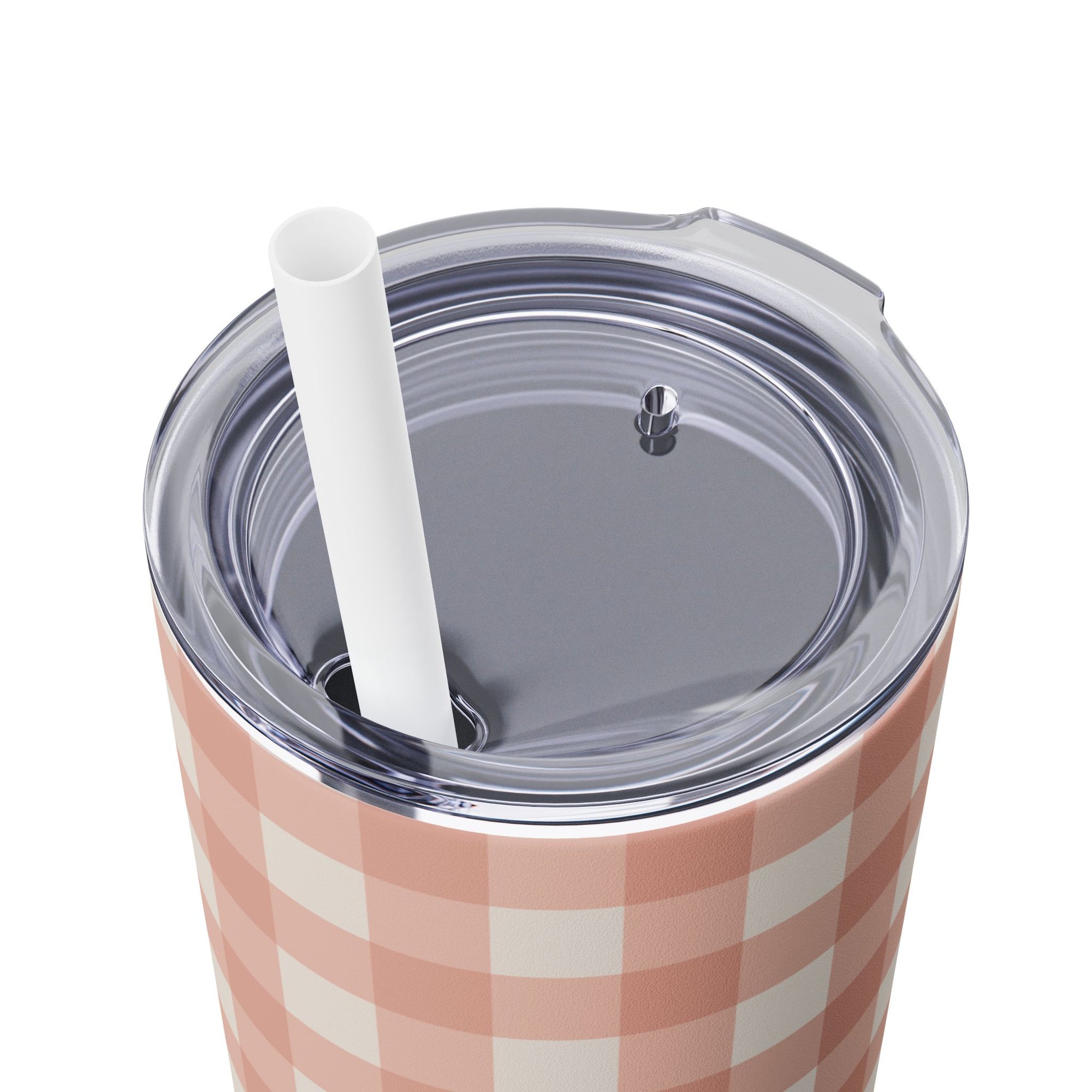 Dusty Pink Gingham Tumbler, 20oz