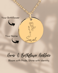 Personalized Name + Birth Flower Necklace