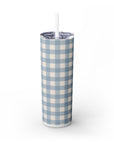 Dusty Blue Gingham Skinny Tumbler, 20oz