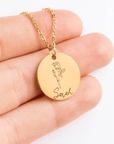 Personalized Name + Birth Flower Necklace