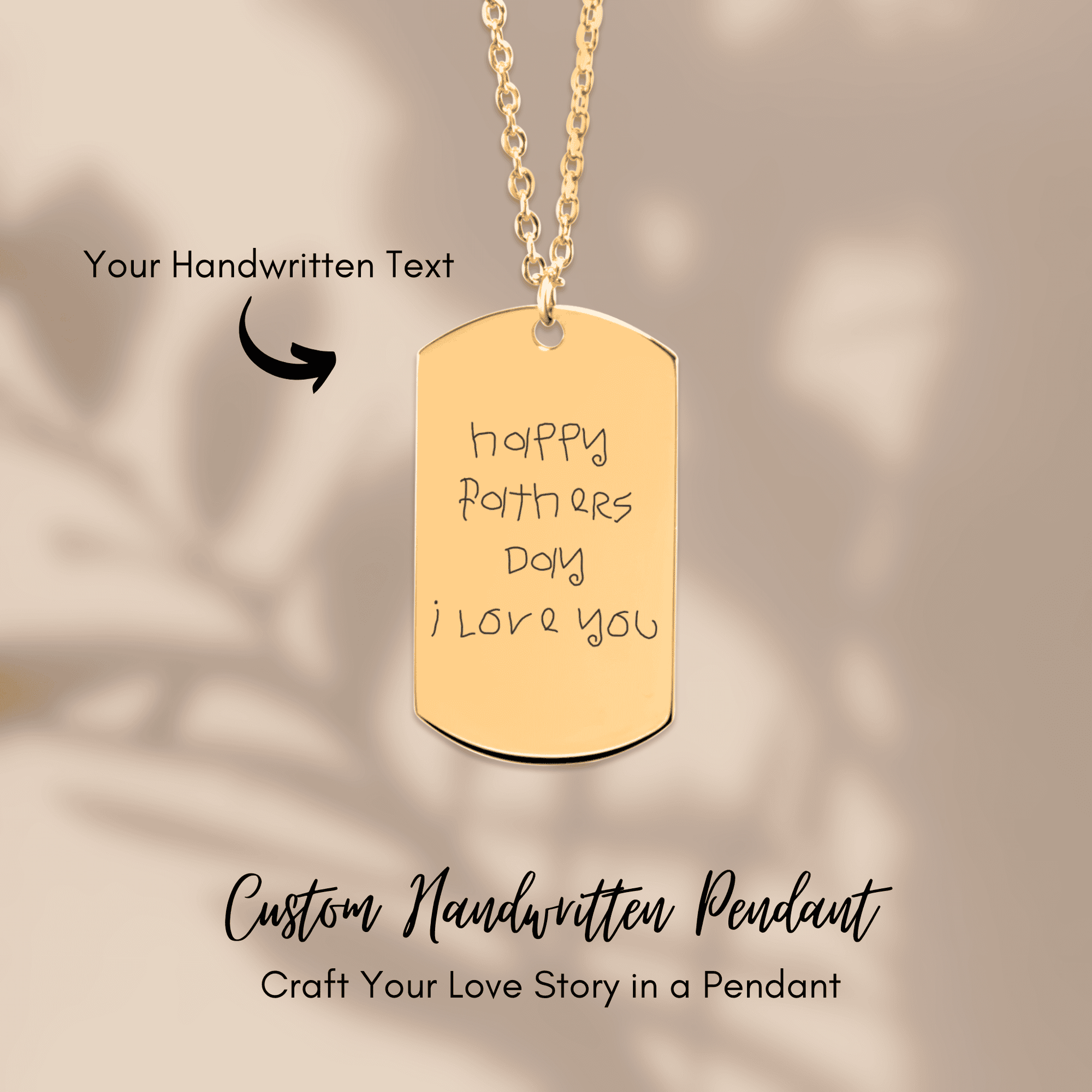 Handwritten Engraved Tag Necklace